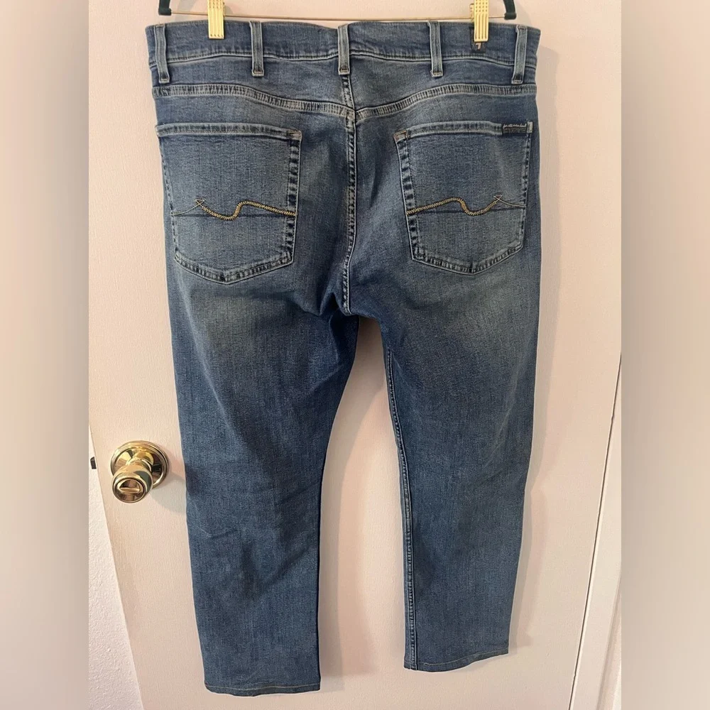 7 For All Mankind Slimmy Straight Leg Blue Jeans 36 - Picture 5 of 12